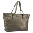 GUCCI GG Canvas Guccissima Tote Bag Leather Silver 211137 Auth mr2751-1