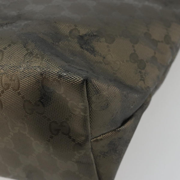 GUCCI GG Canvas Guccissima Tote Bag Leather Silver 211137 Auth mr2751