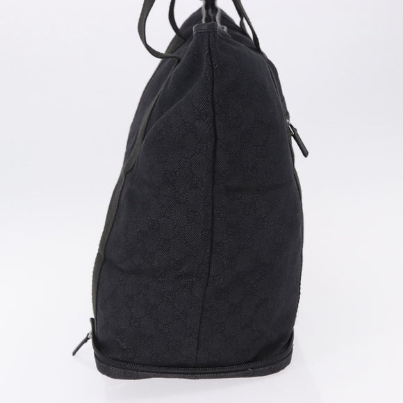 GUCCI GG Canvas Tote Bag Black Silver 152232 Auth mr2752A