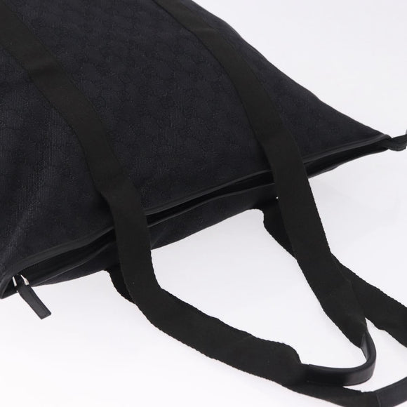 GUCCI GG Canvas Tote Bag Black Silver 152232 Auth mr2752A
