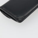 CELINE Triomphe Card Case Leather Black Gold Auth mr2753A-11