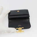 CELINE Triomphe Card Case Leather Black Gold Auth mr2753A-13