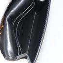 CELINE Triomphe Card Case Leather Black Gold Auth mr2753A-15