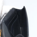 CELINE Triomphe Card Case Leather Black Gold Auth mr2753A-16