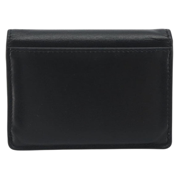 CELINE Triomphe Card Case Leather Black Gold Auth mr2753A