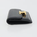 CELINE Triomphe Card Case Leather Black Gold Auth mr2753A-5