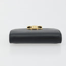 CELINE Triomphe Card Case Leather Black Gold Auth mr2753A-6