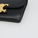 CELINE Triomphe Card Case Leather Black Gold Auth mr2753A-8