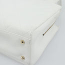 CHANEL Hand Bag Lamb Skin White Gold CC Auth mr2763V-8