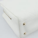 CHANEL Hand Bag Lamb Skin White Gold CC Auth mr2763V-15