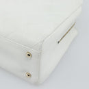 CHANEL Hand Bag Lamb Skin White Gold CC Auth mr2763V-16