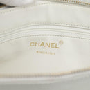 CHANEL Hand Bag Lamb Skin White Gold CC Auth mr2763V-19