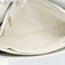 CHANEL Hand Bag Lamb Skin White Gold CC Auth mr2763V-10