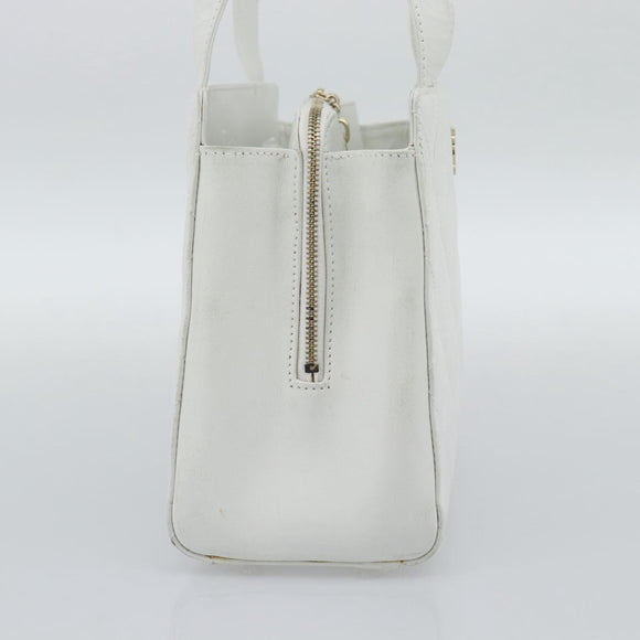CHANEL Hand Bag Lamb Skin White Gold CC Auth mr2763V