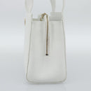 CHANEL Hand Bag Lamb Skin White Gold CC Auth mr2763V-4