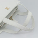 CHANEL Hand Bag Lamb Skin White Gold CC Auth mr2763V-7