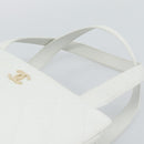 CHANEL Hand Bag Lamb Skin White Gold CC Auth mr2763V-14