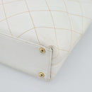 CHANEL Wild Stitch Hand Bag Leather White Gold CC Auth mr2765V-9