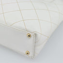 CHANEL Wild Stitch Hand Bag Leather White Gold CC Auth mr2765V-15