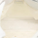 CHANEL Wild Stitch Hand Bag Leather White Gold CC Auth mr2765V-11