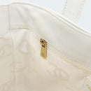 CHANEL Wild Stitch Hand Bag Leather White Gold CC Auth mr2765V-19