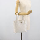 CHANEL Wild Stitch Hand Bag Leather White Gold CC Auth mr2765V-23