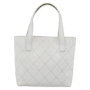 CHANEL Wild Stitch Hand Bag Leather White Gold CC Auth mr2765V-2