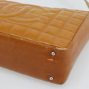 CHANEL Choco Bar Line Shoulder Bag Patent Leather Brown Silver CC Auth mr2768-10