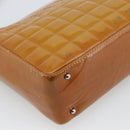 CHANEL Choco Bar Line Shoulder Bag Patent Leather Brown Silver CC Auth mr2768-13