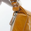 CHANEL Choco Bar Line Shoulder Bag Patent Leather Brown Silver CC Auth mr2768-15
