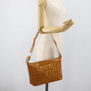 CHANEL Choco Bar Line Shoulder Bag Patent Leather Brown Silver CC Auth mr2768-25