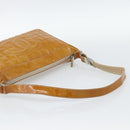 CHANEL Choco Bar Line Shoulder Bag Patent Leather Brown Silver CC Auth mr2768-7