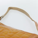 CHANEL Choco Bar Line Shoulder Bag Patent Leather Brown Silver CC Auth mr2768-8