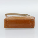 CHANEL Choco Bar Line Shoulder Bag Patent Leather Brown Silver CC Auth mr2768-9