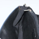 CHANEL Choco Bar Line Chain Shoulder Bag Satin Navy Silver CC Auth mr2769-20