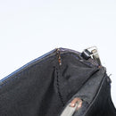 CHANEL Choco Bar Line Chain Shoulder Bag Satin Navy Silver CC Auth mr2769-11