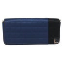 CHANEL Choco Bar Line Chain Shoulder Bag Satin Navy Silver CC Auth mr2769-13