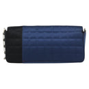 CHANEL Choco Bar Line Chain Shoulder Bag Satin Navy Silver CC Auth mr2769-2