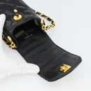 CHANEL Matelasse Chain Phone Case Patent Leather Black Gold CC Auth mr2771V-10