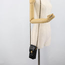 CHANEL Matelasse Chain Phone Case Patent Leather Black Gold CC Auth mr2771V-19