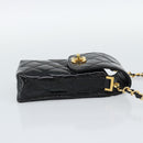 CHANEL Matelasse Chain Phone Case Patent Leather Black Gold CC Auth mr2771V-4