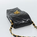 CHANEL Matelasse Chain Phone Case Patent Leather Black Gold CC Auth mr2771V-6