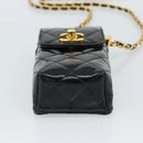 CHANEL Matelasse Chain Phone Case Patent Leather Black Gold CC Auth mr2771V-5