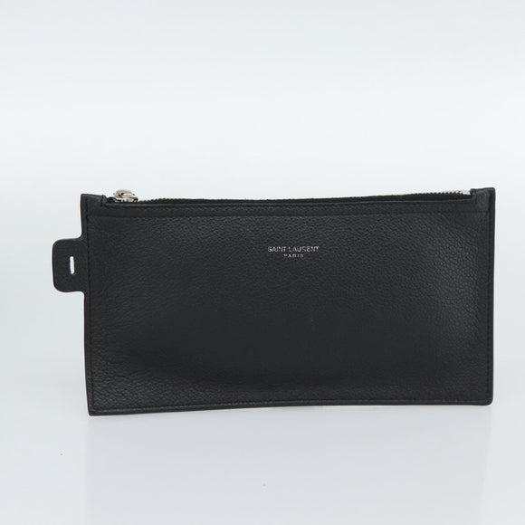 SAINT LAURENT Tote Bag Leather Black Silver Auth mr2776A