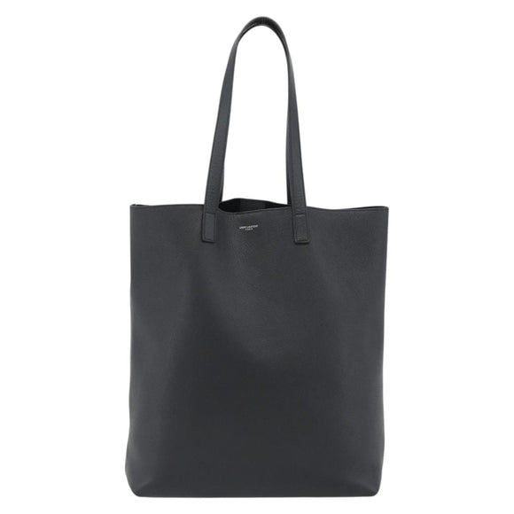 SAINT LAURENT Tote Bag Leather Black Silver Auth mr2776A