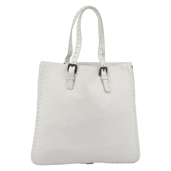 BOTTEGA VENETA Hand Bag Leather White Auth mr2777V