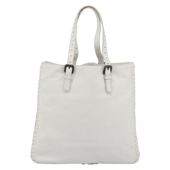 BOTTEGA VENETA Hand Bag Leather White Auth mr2777V