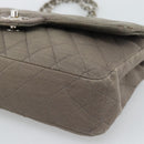 CHANEL Matelasse Chain Shoulder Bag Cotton Gray Silver CC Auth mr2778-10