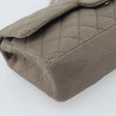 CHANEL Matelasse Chain Shoulder Bag Cotton Gray Silver CC Auth mr2778-11