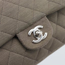 CHANEL Matelasse Chain Shoulder Bag Cotton Gray Silver CC Auth mr2778-14